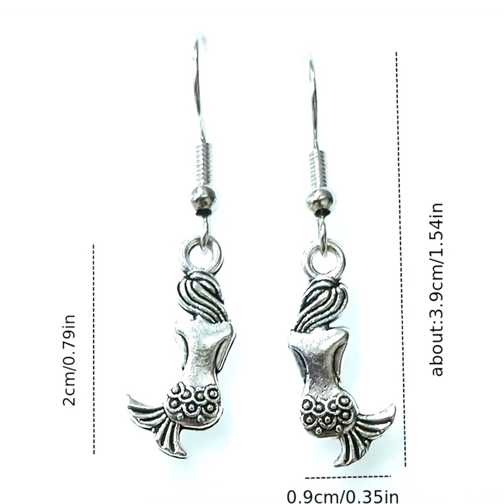 Silver Tone Mermaid Earrings NEW NWT - Picture 3 of 3